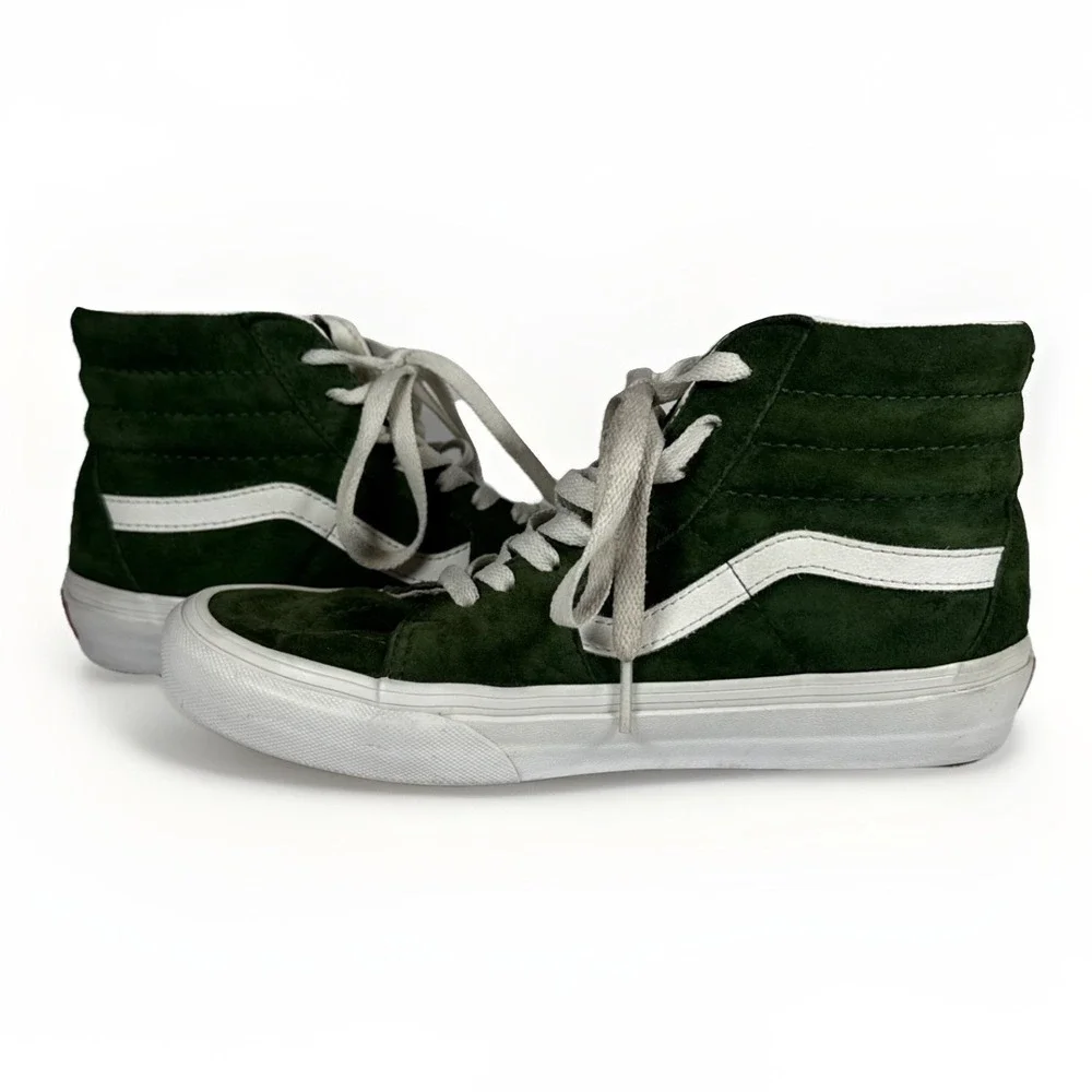 Vans Off The Wall Sk8-Hi HEIQ Eco Dry Green Suede Shoe Men Size 5.5 Women 7 0174
